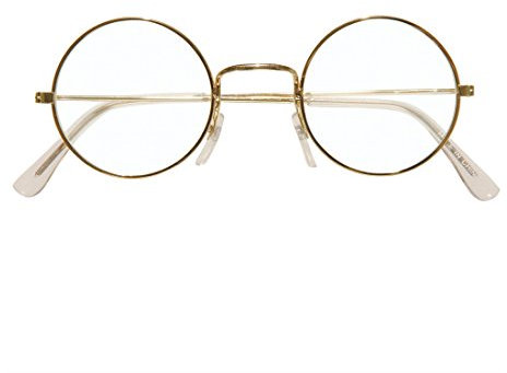 Amakando Weihnachtsmannbrille Runde Goldrand Weihnachtsbrille Gold Santa Claus Brille Nikolausbrille