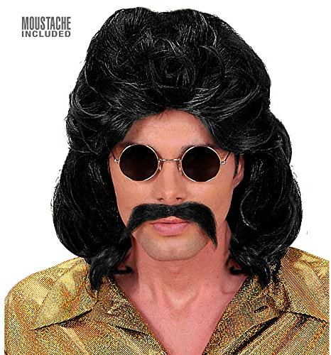W WIDMANN MILANO Party Fashion - Perücke mit Bart, 70er Jahre, Disco, Faschingskostüme