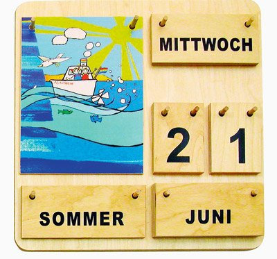 Karl und Kathrinchen - Ewiger Jahreskalender - Farbenfroher, pädagogischer und nachhaltiger Dauerkalender für Zuhause und Bildungseinrichtungen – Handgefertigt aus Birkenholz