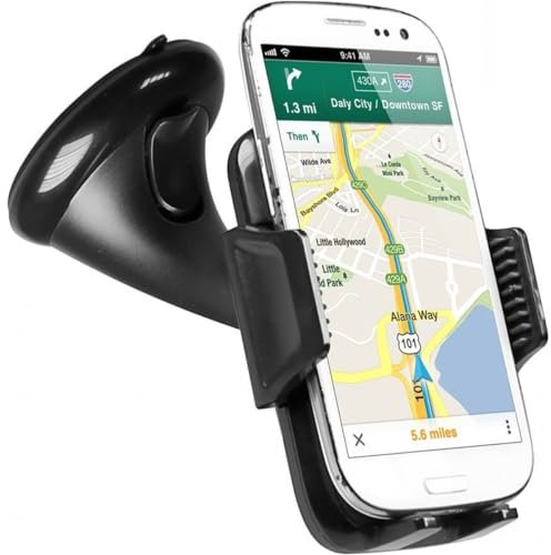 SBS Portacellulare da parabrezza o cruscotto per iPhone, Samsung, Xiaomi, Oppo fino a 6, supporto per cellulari con sgancio rapido, orientabile a 360°