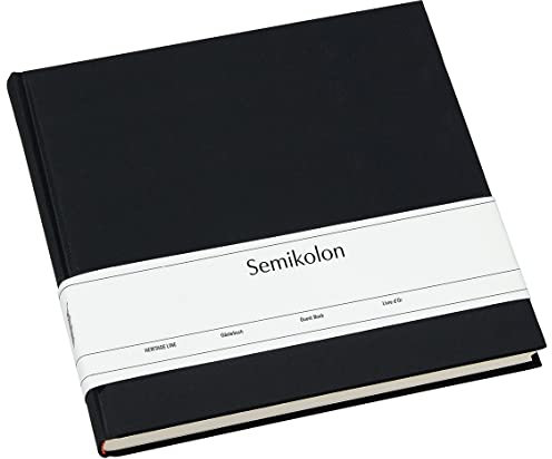 Semikolon 353529 Gästebuch - 25 x 23 cm - mit 180 blanko Seiten zum Selbstgestalten, Lesezeichen - black schwarz