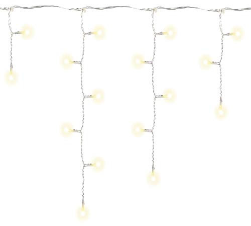 Nipach GmbH 72 LED warm weiß Eisregen Eiszapfen Kette Lichterkette Trafo transparentes Kabel Außen Weihnachtsdeko Partylichter Weihnachtsbeleuchtung