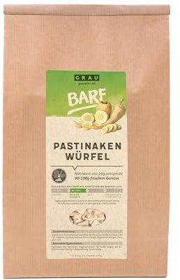 GRAU L’originale, Verdure essiccate per un’alimentazione naturale integrata (BARF), cubetti di pastinaca, integratore alimentare per cani, 1 confezione da 1,2 kg