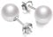 Schmuckwilli Perlenohringe für Damen & Mädchen - mit 8mm großen weißen runden Muschelkernperlen MK Perlen - Elegante Ohrringe für jeden Anlass - Ohrstecker - Ohrhänger Pearl earrings für Frauen