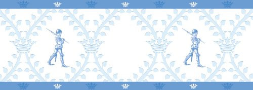 Gräflich Münster'sche Manufaktur 3er Set GMM - Selbstklebende Kinderzimmer Tapeten Borte, Bordüre Klassische Kinder Tapetenborte mit Ritter in hellem blau, 3x5m