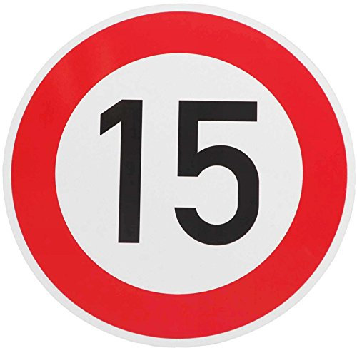 ORIGINAL Verkehrzeichen 15 KM/H Schild Nr. 250 (m. Sondertext) Verkehrsschild Straßenschild Straßenzeichen Metall auch Gebutrtstagschild zum 15. Geburtstag als 15km Geburtstagsschild 42 cm Metall