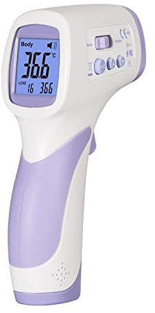 CEM DT-8806H Thermometer für Kinder und Erwachsene, Berührungsloser Infrarot-Forehead-Thermometer mit sofort genauen Messwerten, große LED-Anzeige mit sanfter Vibration-Alarm, Lila