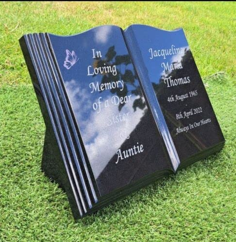 Personalised Large Black Bible Granite Memorial Grave Plaque Mum Dad Granny