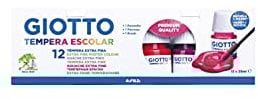 GIOTTO Témpera Escolar Extra Fina, 25ml, 12 Colores Surtidos con 1 Pincel incluido
