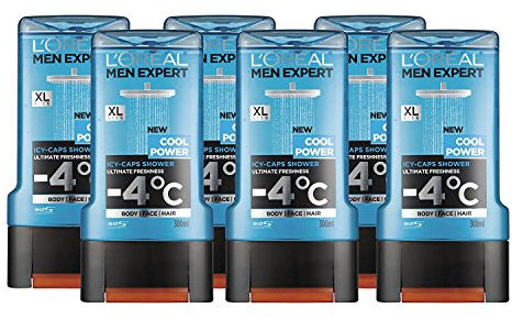 L'Oréal Paris Men Expert Cool Power Shower Gel for Men, 300ml Pack of 6, Bulk Buy