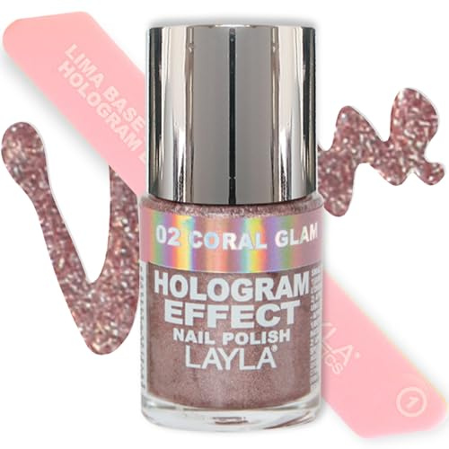 Layla Cosmetics Hologram Effect Nagellack - coral glam, 1er pack (1 x 0.01 l)