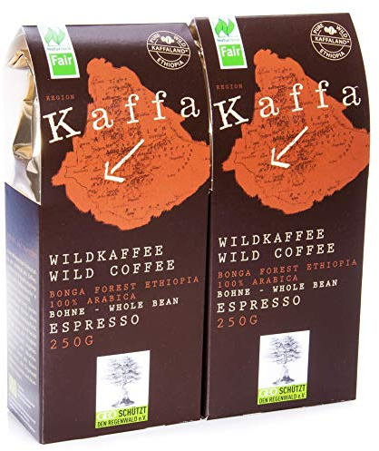 Bio Kaffa Wildkaffee, Espresso Roast, ganze Bohne (2 x 250 gr)