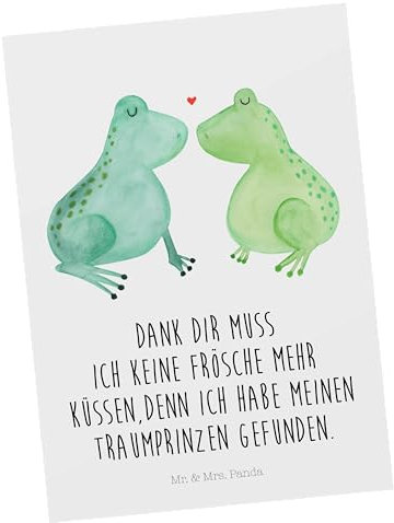 Mr. & Mrs. Panda Postkarte Frosch Liebe - Geschenk, Ehefrau, Geburtstagskarte, verliebt, Paar, Frösche, Ansichtskarten, Freundin, Liebesbeweis,