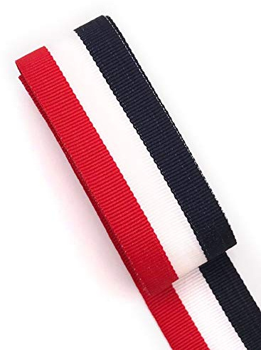 Slantastoffe Ripsband 2m Retro Dekoband Webband Hutband 30mm 3 Farben (Rot-weiß-dunkelblau)