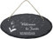 Geschenke 24 Schiefertafel - Türschild mit Pusteblume und Personalisierung (oval): Schieferplatte zum Beschriften für Deine Familie - Geburtstagsgeschenk