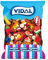 Vidal Golosinas. Fab Mix.Mini gominolas surtidas con acabado brillante en formatos: osos, moras,botellas,huevos fritos y más.Sabores fresa,naranja,limón y tutti‑frutti.Sin gluten ni grasa.Bolsa1 kg