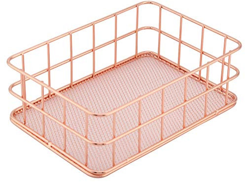 FTVOGUE Panier de rangement en fer doré rose - Petit