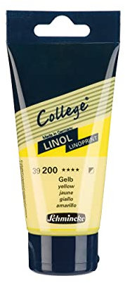 Schmincke - College® Linol, giallo, tubetto da 75 ml, 39200013, inchiostro per linoleografia qualità studio per artisti, a base d’acqua, quasi inodore, resistente alla luce, stampa uniforme