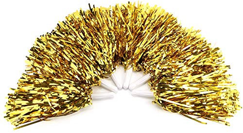 Keenso Cheerleader Pompons, 6 STK. PET Cheerleading Pompons Atmosphäre-Cheering Pompons für Sportfest, Stadion, Party, Feiertag, Feiern, Bühnenleistung (Golden) Sporttasche Sporttaschen