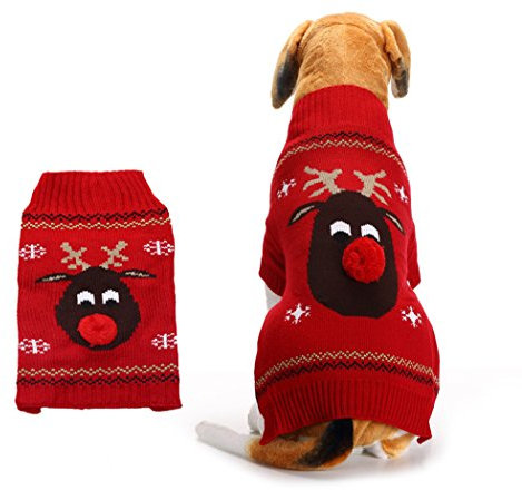 Xiaoyu Hundepullover für Hunde weihnachtlich Rentier, Rot, XXL