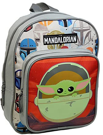 Kindergartenrucksack 31 cm mit Tasche Star Wars/The Mandalorian Baby Yoda Grau