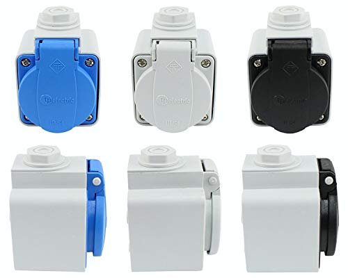 EWH Einbausteckdose Anbausteckdose mit AP-Gehäuse IP54 16A (Schwarz)