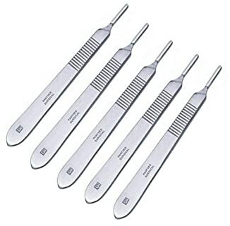 Stainless Steel Set of 5 Pieces Surgical Blades Handles Modelling Art Crafty Tools No.3 BP Scalpel Handles
