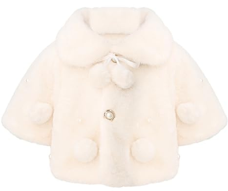 FEESHOW Baby Mädchen Kuschelige Kunstpelz Jacke Umhang Langarm Säugling Neugeborene Winter Warme Wintermantel Cloak Coat Prinzessin Outfit
