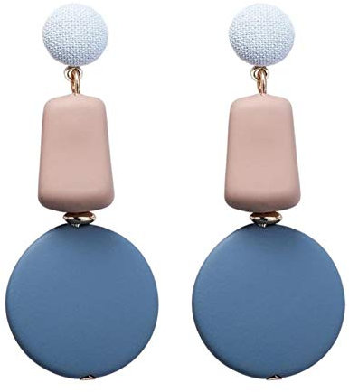 QIN Südkorea Runder Acrylharz Blau Ohrringe Damen Himmel Meer Farbe Luxus Wasserbohrer Ohrringe Geometrische Square Jewels