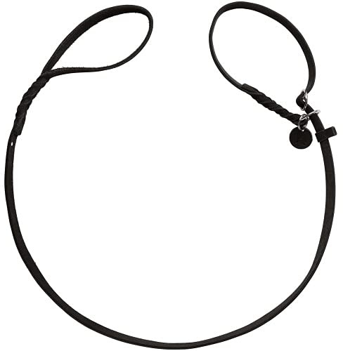 HUNTER Retriever-Leine SOLID Education, Farbe: schwarz, Handgeflochtene Leine mit integrierter Halsung, Spezialschieber und Zugstopp aus robustem Rindsleder, Größe 18/170