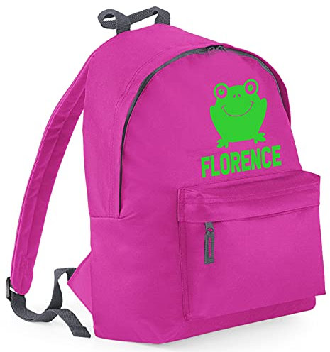 Frosch-Rucksack mit grünem Aufdruck, fuchsia, Einheitsgröße