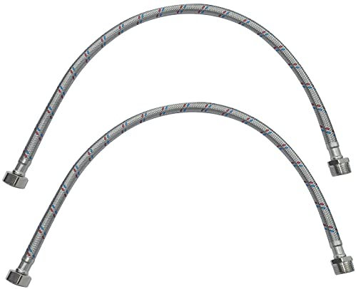 AERZETIX - C51080 - Lot de 2 Flexibles d'alimentation 1000mm 1/2'' mâle/femelle - tuyau de raccordement flexible - raccords flexibles pour robinetterie/mitigeur/salle de bain/cuisine/cumulus