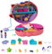 Polly Pocket HGT16 - Tierarztpraxis Schatulle mit Shani als Hauptfigur, Tierarztpraxis mit 2 kleinen Puppen und 18 Zubehörteilen, Pop + Swap-Aufsteckfunktion, Spielzeug Geschenk für Kinder ab 4 Jahren