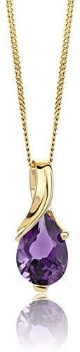OROVI – Kette Damen aus 14 Karat (585) Gelbgold mit ovalem Amethyst im Tropfenschliff (0.57 ct) – Filigrane Edelstein Halskette Damen mit Anhänger – Goldkette Allergenfrei & handgemacht (45 cm)