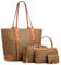 HAWEE Mode Damen Schultertasche mit Reißverschluss Handtasche Groß Frauen Umhängetasche PU Leder Elegant Tragetasche Henkeltasche Geldbörse 4-teiliges Set