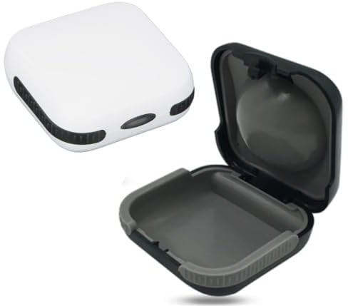 SQHY 2 Pack Hearing Aid Cases (One Black and one White), Waterproof Hearing Aid Protection Storage Box, Built in High Elastic Silicone Air Cushion Ball to Prevent The Hearing Aid from Broken