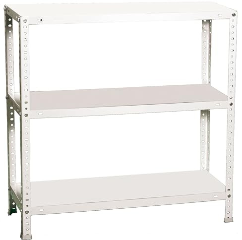 Simon Rack Schwerlastregal, 1000x800x500 mm, Bis 100 kg Belastbar, 3 Verstellbare Ablagen, Kellerregal, Lagerregal, Weiss- Comfort, Weiß | 3 Höhen, Metallablage, Biegepunkt 100 kg, Korrosionsschutzlackierung, Montage mit Schrauben, Weiss