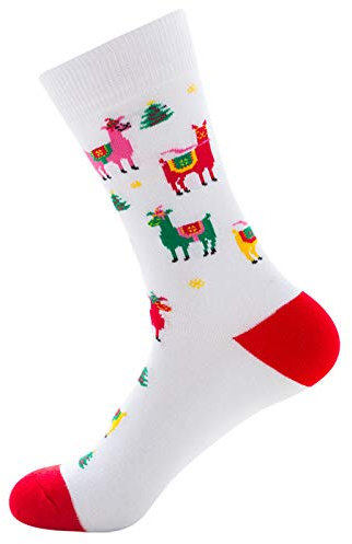 Treadyouth Weihnachtsmotiv Festlicher Socken Neutral Socken Weihnachtsstrümpfe Weihnachtsstrümpfe Geschenke Socken Schwarze Socken Herren 43-46 (C, One Size)