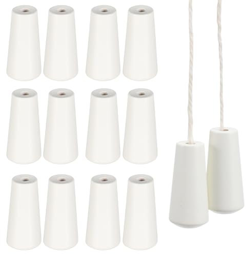 12PCS Window Blind Wood Cord Knobs Small Hanging Shades Drops Pull End Repair Replacement Parts for Bathroom White