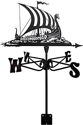 TAISK Wetterfahne Edelstahl Windrichtungsanzeiger mit Dachhalterung, Wetterfahne Messwerkzeuge Garten Metalldekorationen für Außendächer Hof (Traktoren) (Segelboote)