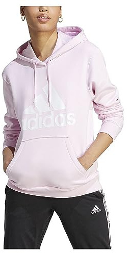 adidas Femme Essentials Big Logo Regular Fleece Hoodie, Clear Pink/White, XS
