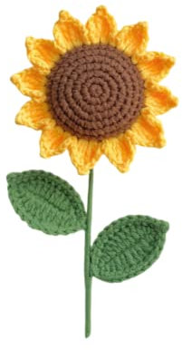 JOPOYOCO Häkelblumen, 1 Stück gestrickte künstliche Woll-Sonnenblumen für Mädchen, Hochzeitsstrauß, Jahrestag, Frauentag, Party, Hochzeit, Abschlussfeier Zeremonie, neues Zuhause