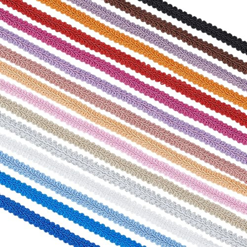 PH PandaHall 32m Gimp Geflechtbesatz 16 Farben Geflochtene Kordel Aus Polyester Gewebter Zopfbesatz Dekoratives Gimpenbesatzband Zum Nähen Hand DIY Handwerk Kostüm Heimdekoration