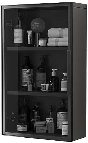 gabinete de Pared Estante De Almacenamiento De Tres Niveles De Gran Capacidad para Sala Estar Aparador De Cocina Montado Pared Gabinete Almacenamiento De Baño Armario con Puerta De Cristal (Color : D