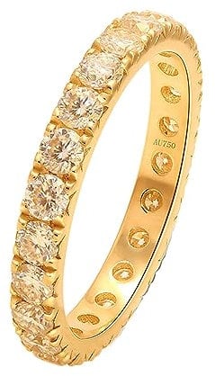 ANAZOZ Ring Echt Gold 750 Damen, Trauringe für Frauen Ring Glitzer mit Diamant Größe 65 (20.7)
