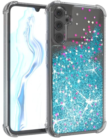 EAZY CASE - Glitzer Hülle - kompatibel mit Samsung Galaxy A34 Silikon Hülle, stoßfestes Abdeckung, Hülle, Innenschutz, Displayschutz, Kameraschutz, Schocksichere Schutzhülle in Glitter Blau