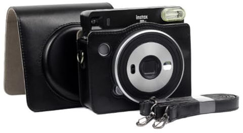Yunseity Sofortbildkamera-Schutzhülle Kompatibel mit Fujifilm SQ6, Vintage-Kameratasche aus PU-Leder mit Verstellbarem Schultergurt und Abnehmbarer Oberer Abdeckung (Black)