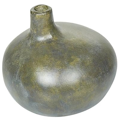 Dekovase aus Terrakotta grau/Gold 18 cm handgefertigt Vintage Look Klang
