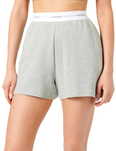 Calvin Klein Damen Pyjamahose Short Kurz, Grau (Grey Heather), XL