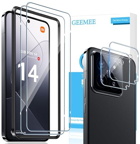 GEEMEE para Xiaomi 14 Protector de Pantalla + Protector de Lente de cámara,【2 + 2 Piezas】 Templado 9H Alta Definicion Cristal Templado Glass Screen Protector